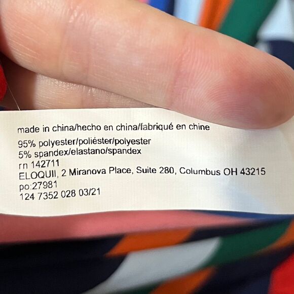 ELOQUII A-Line Puff Sleeve Dress Midi Rainbow Stripe size 24 NWTs - Picture 8 of 8